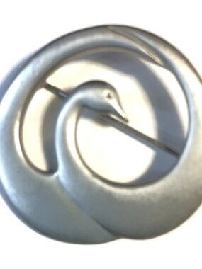 Ken Kantro Vintage 1985 Lovell Design Silver Swan Brooch Pin 1.5 Inch x 1.25